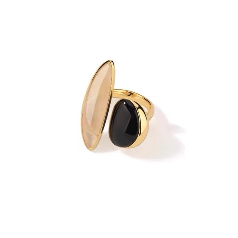 Octavia’s Opulence Natural Agate Vintage Open Ring - Voisson