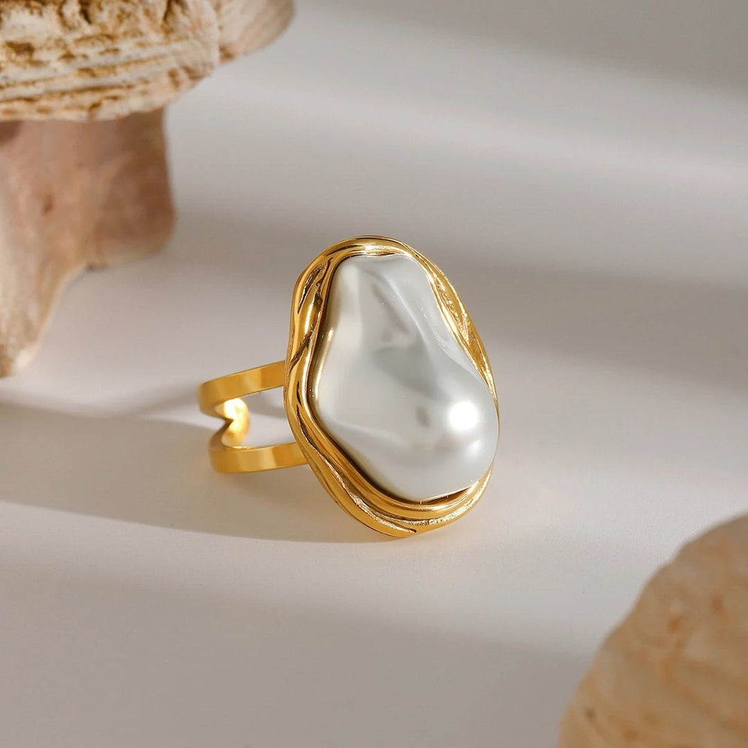 OddityOrb SS Pearl Adjustable Ring - Voisson