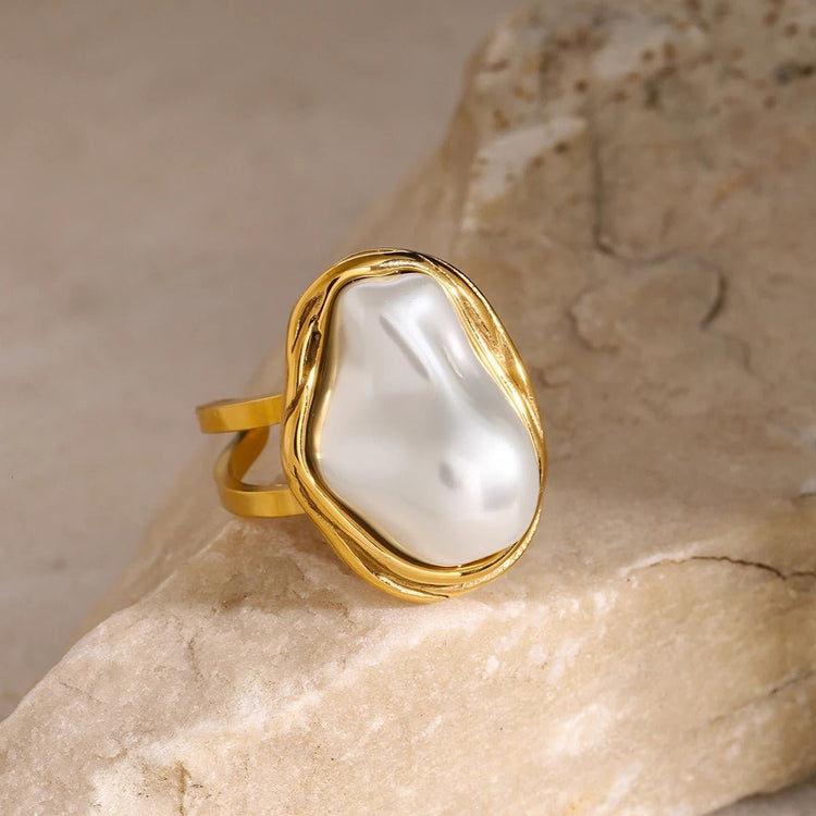 OddityOrb SS Pearl Adjustable Ring - Voisson