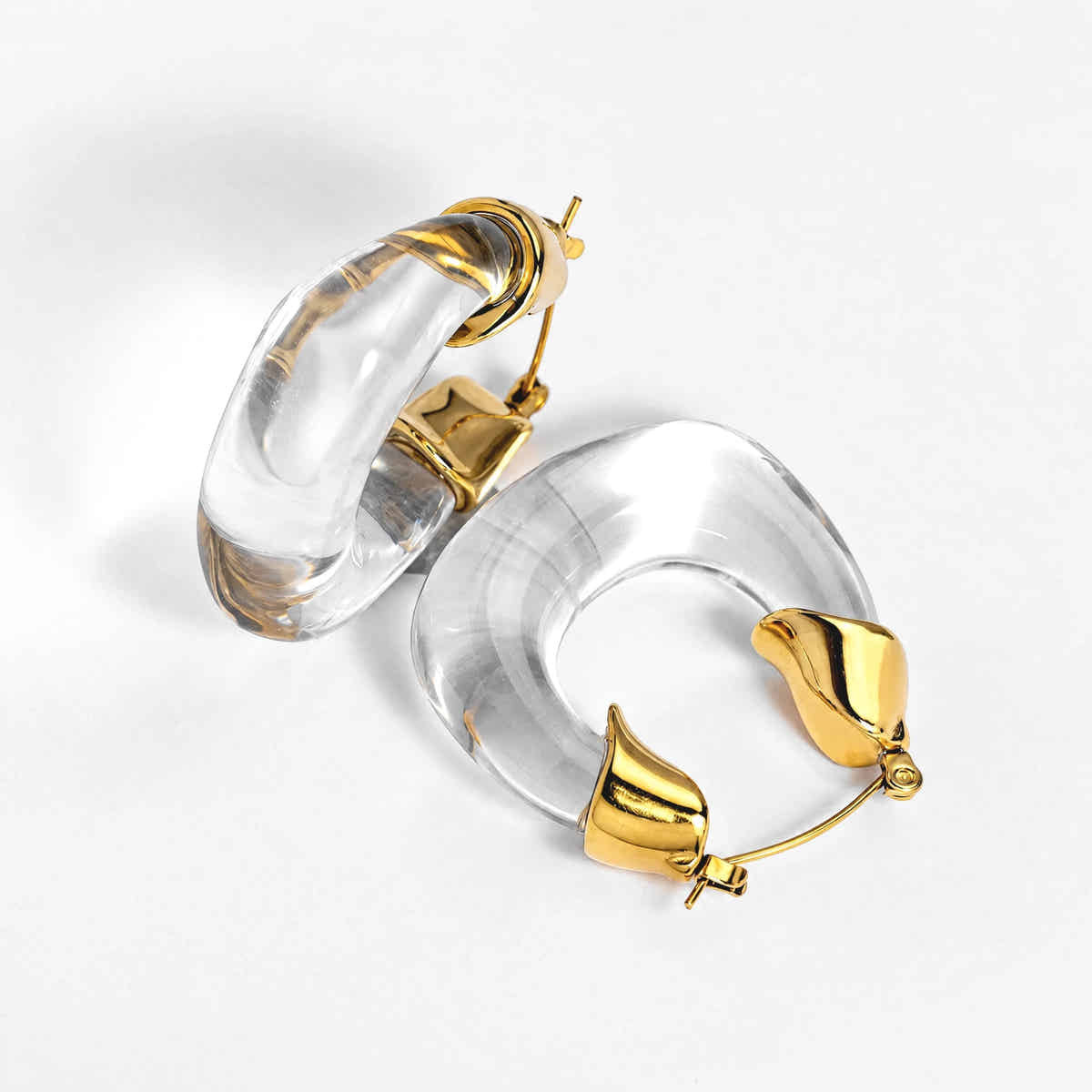 Ombre 18K Gold Resin Clear Hoop Earrings - Voisson