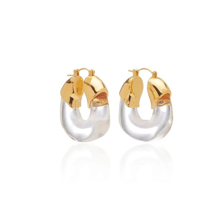 Ombre 18K Gold Resin Clear Hoop Earrings - Voisson