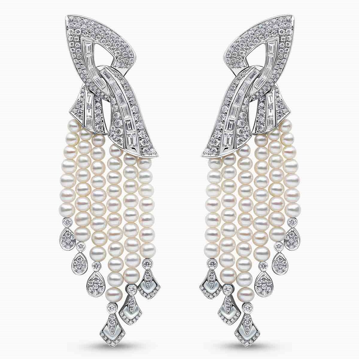 Opera Cascade Pearl Earrings - Silver Statement Jewelry – Voisson