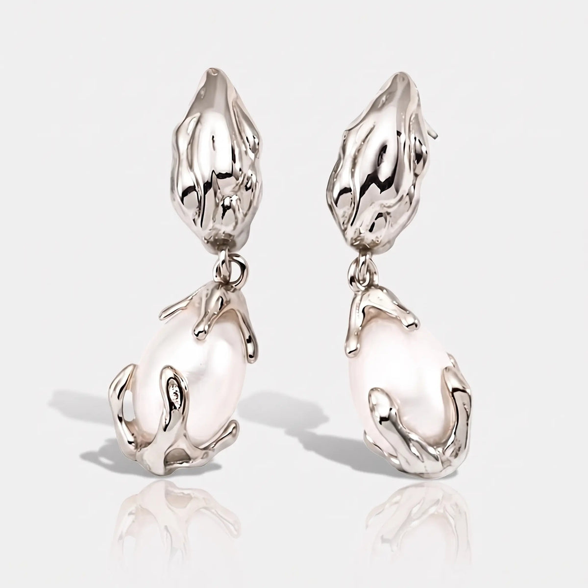 Pearl Bud 925 Silver Drop Earrings - Voisson
