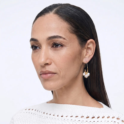 Pearl Cluster Hoop Earrings - Voisson