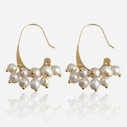 Pearl Cluster Hoop Earrings - Voisson