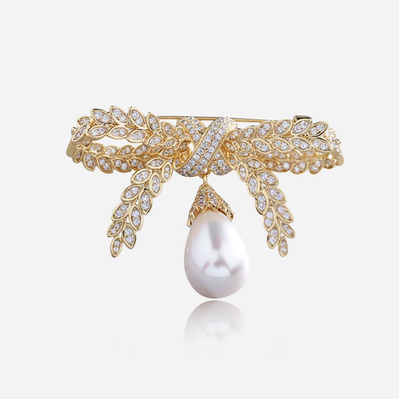 Pearl Drop Bow Brooch - Voisson