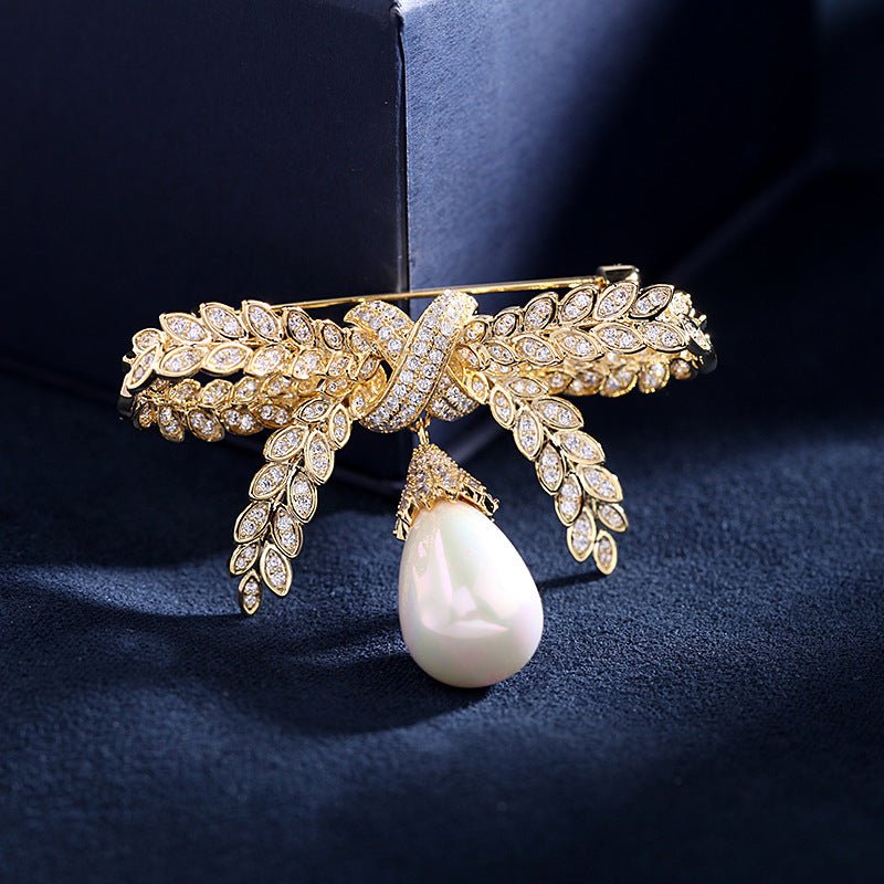 Pearl Drop Bow Brooch - Voisson