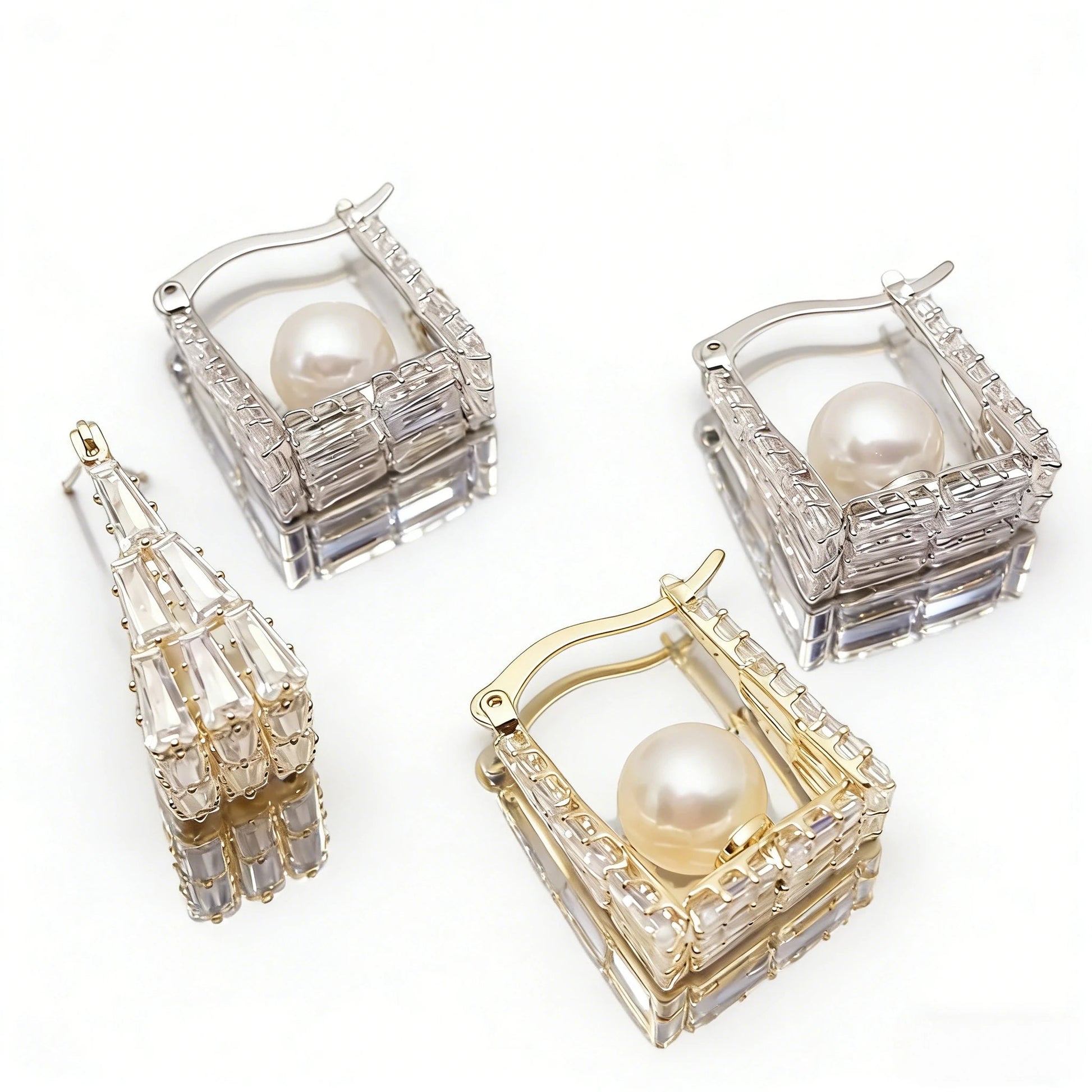 Pearl Frame Hoop Earrings - Voisson