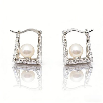 Pearl Frame Hoop Earrings - Voisson