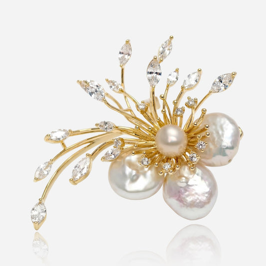 Pearl Starburst Brooch - Voisson