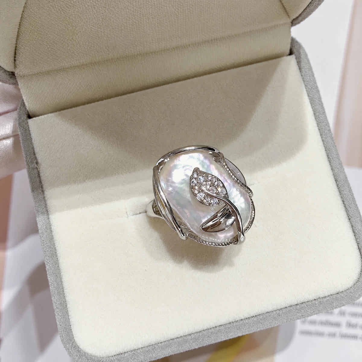 PearlLuster 925 Silver Adjustable Ring - Voisson