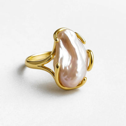 PearlLuster 925 Silver Adjustable Ring - Voisson