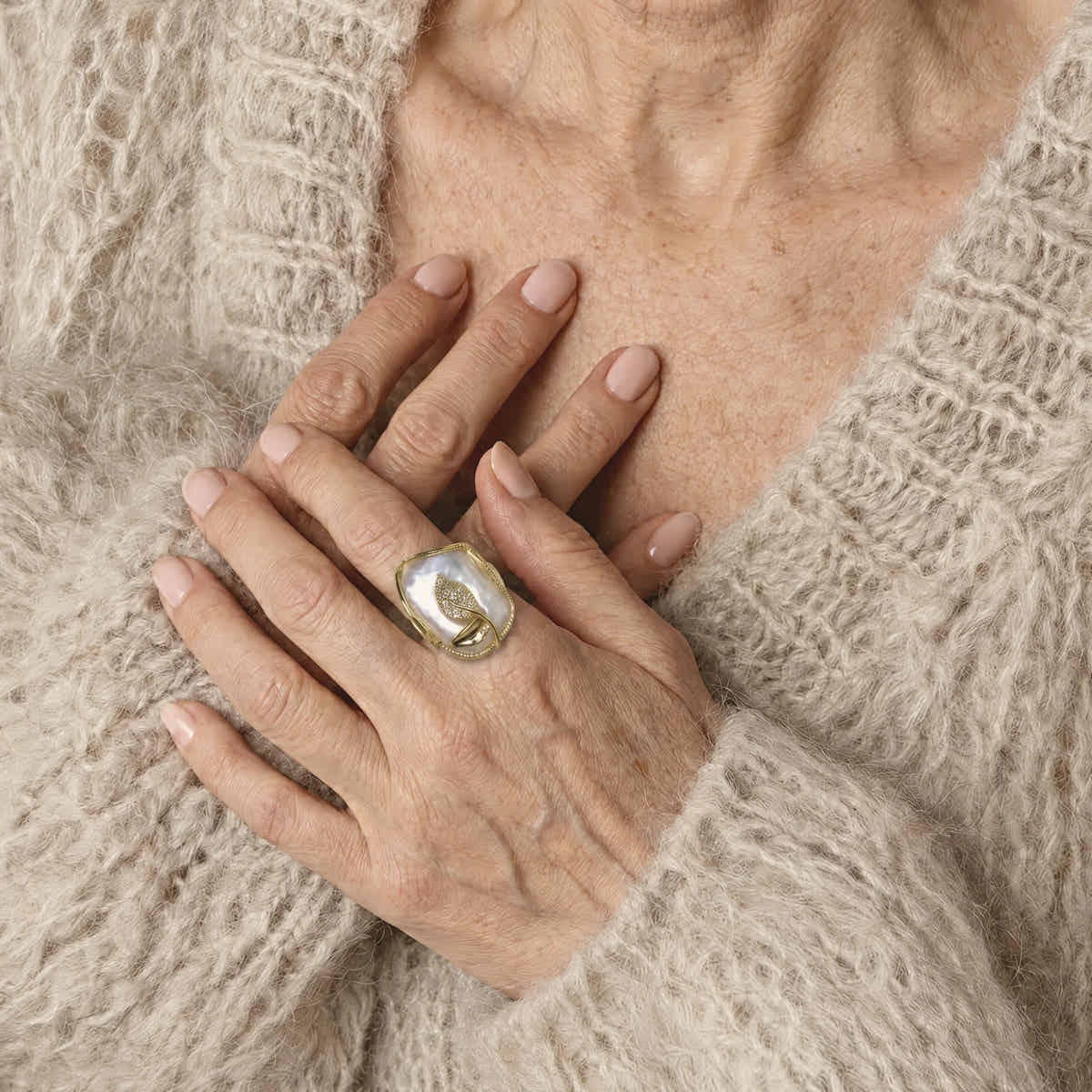 PearlLuster 925 Silver Adjustable Ring - Voisson