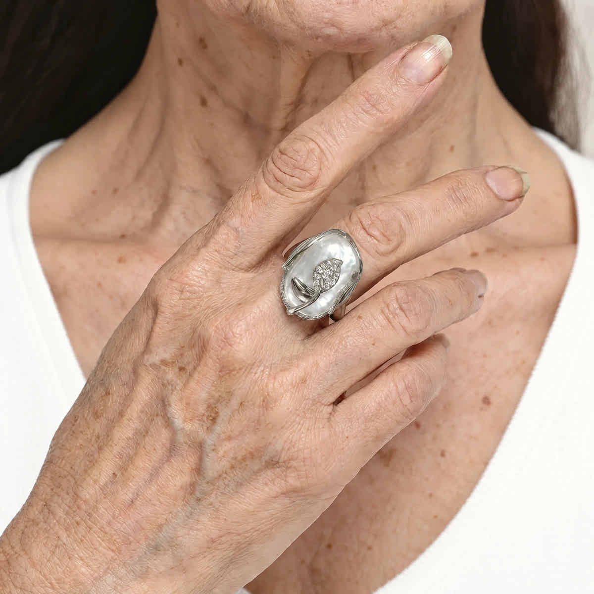 PearlLuster 925 Silver Adjustable Ring - Voisson