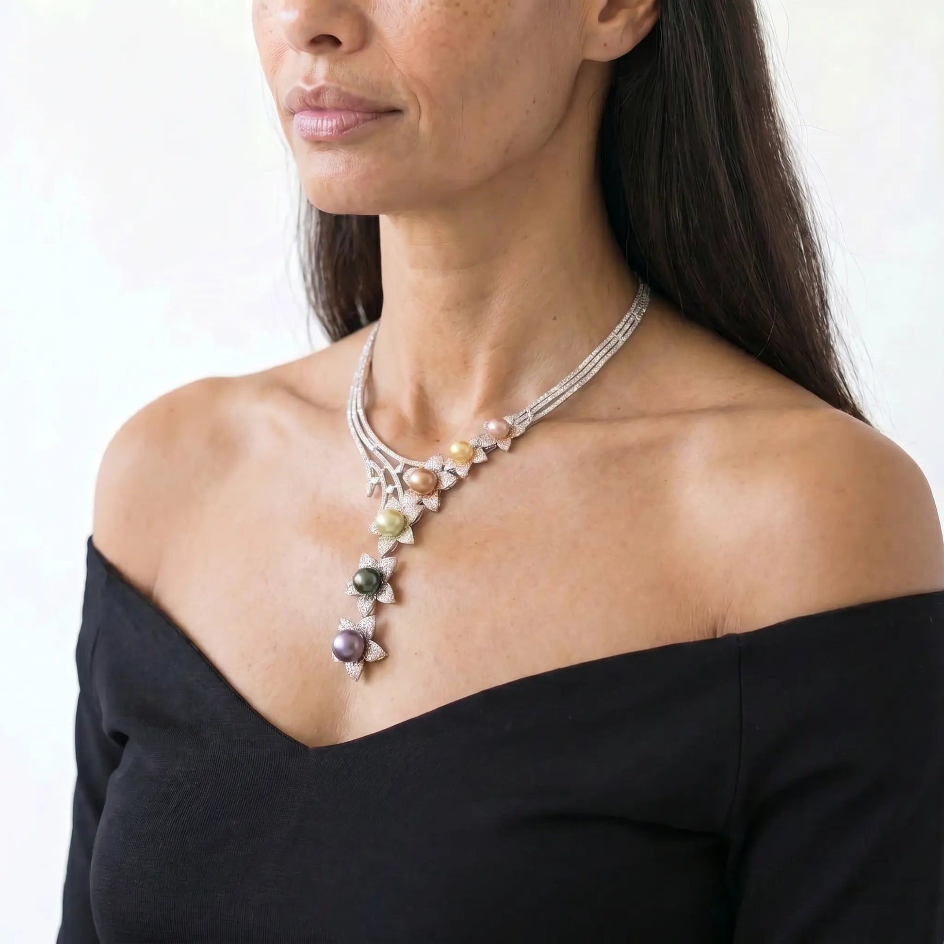 Petal Cascade Pearl Necklace - Voisson