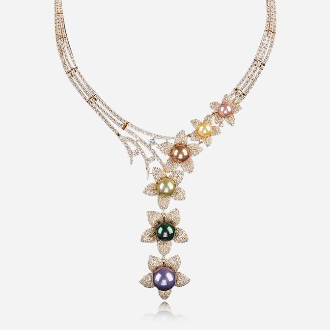 Petal Cascade Pearl Necklace - Voisson