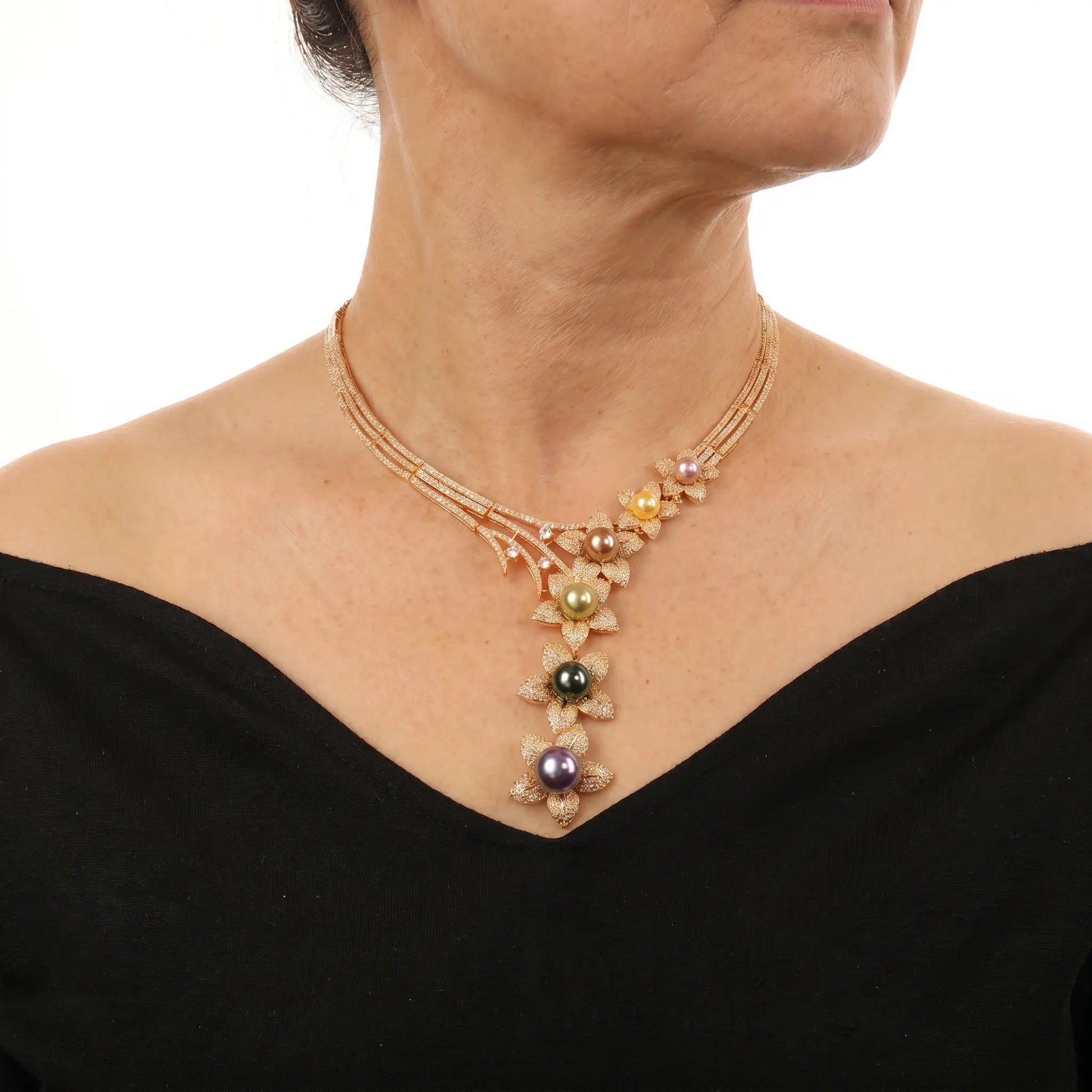 Petal Cascade Pearl Necklace - Voisson