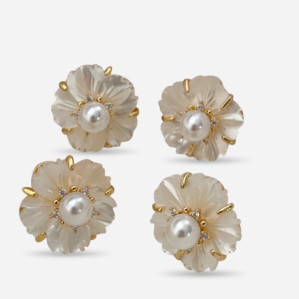 Petal Pearl Bloom Earrings - Voisson