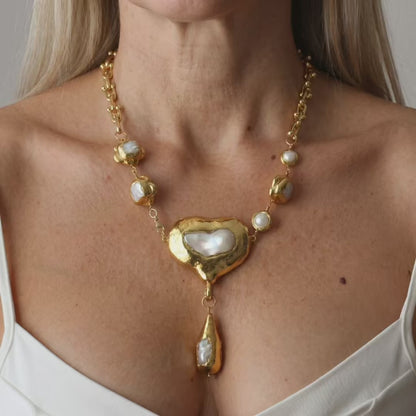 Celestial Ciphers Freshwater Pearl Pendant Necklace