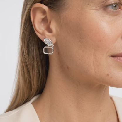 Silver Wing Frame Earrings