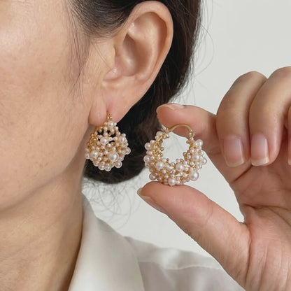 BizarreBloom Pearl Flower Earrings