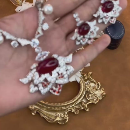 Scarlet Lotus Pearl Necklace