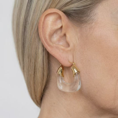 Boucles d'oreilles Clear Hoop en résine en or ombre 18K