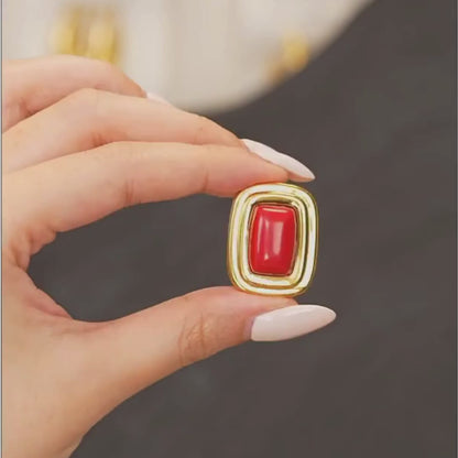 Gem Frame Stud Earrings