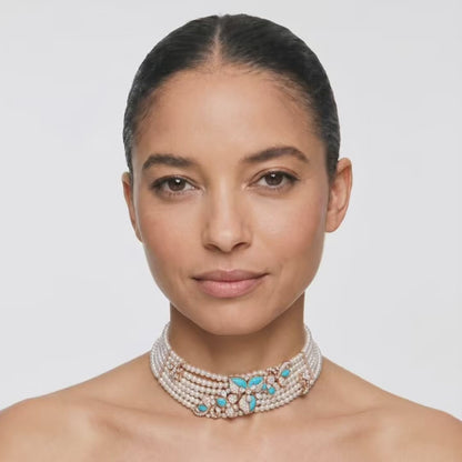 Azure Fleur Pearl Necklace