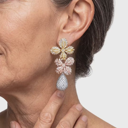 Crystal Blossom Drop Earrings