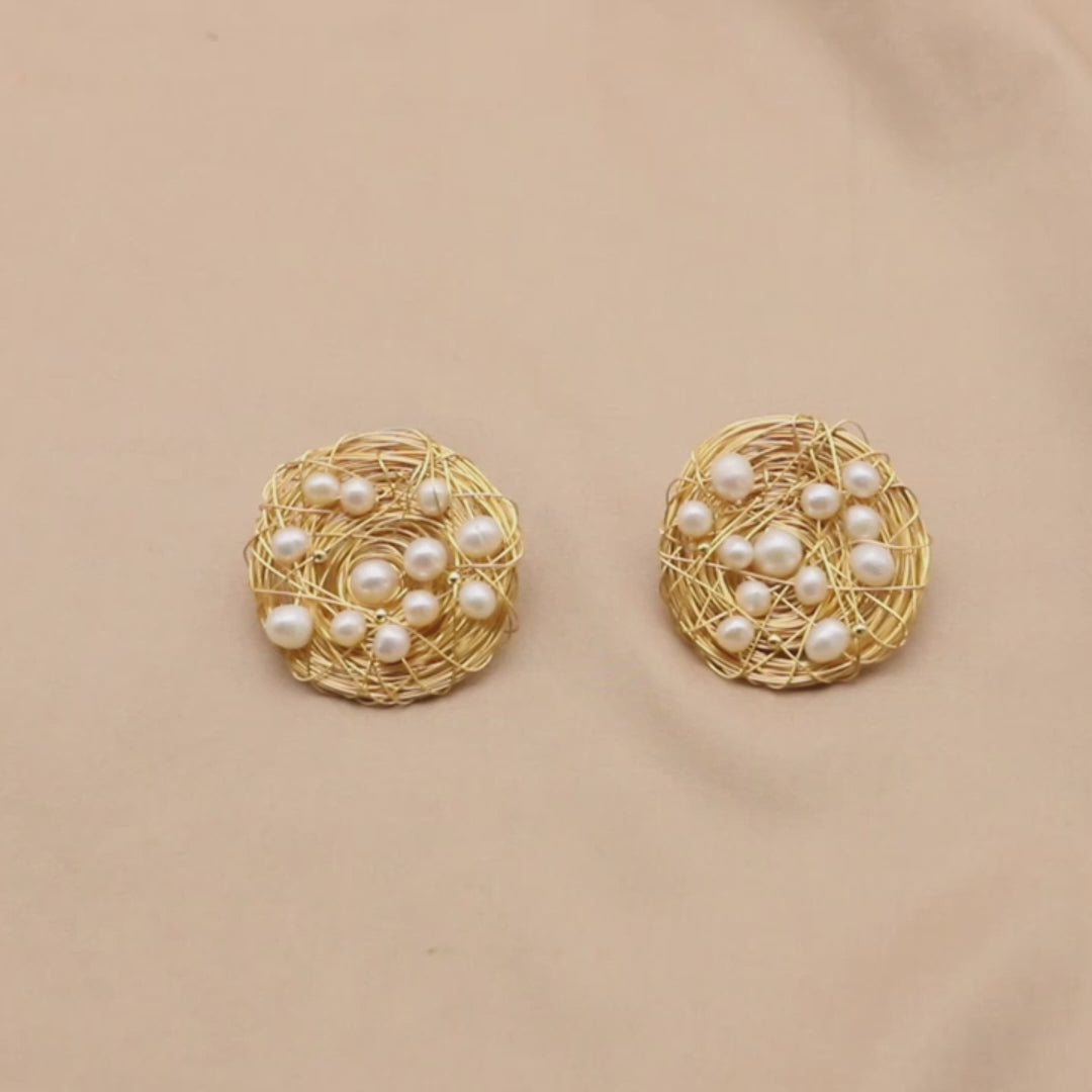 PearlNest Statement Drop Earrings