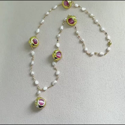 Blush Orbit Pearl Necklace