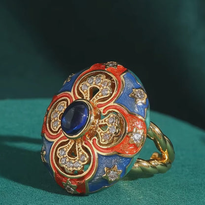 Majesty Enamel Medallion Ring