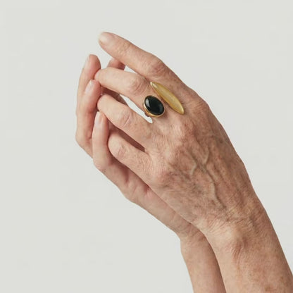 Opulence Opulence Natural Agate Vintage Open Ring Open