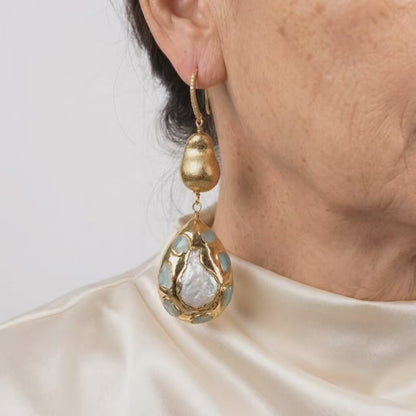 FluxFlicker Pearl Teardrop Earrings