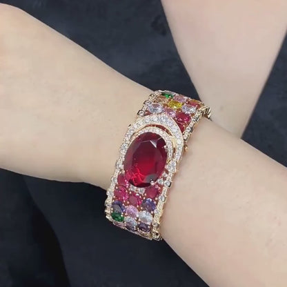 Ruby Garden Cuff Bracelet