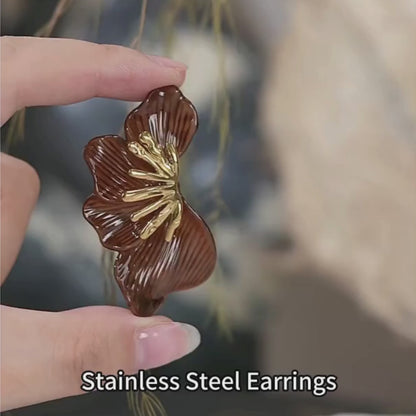 Golden Hibiscus Earrings