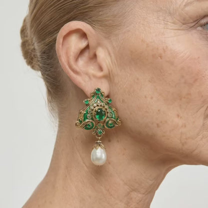 Baroque Crest Pearl Earrings