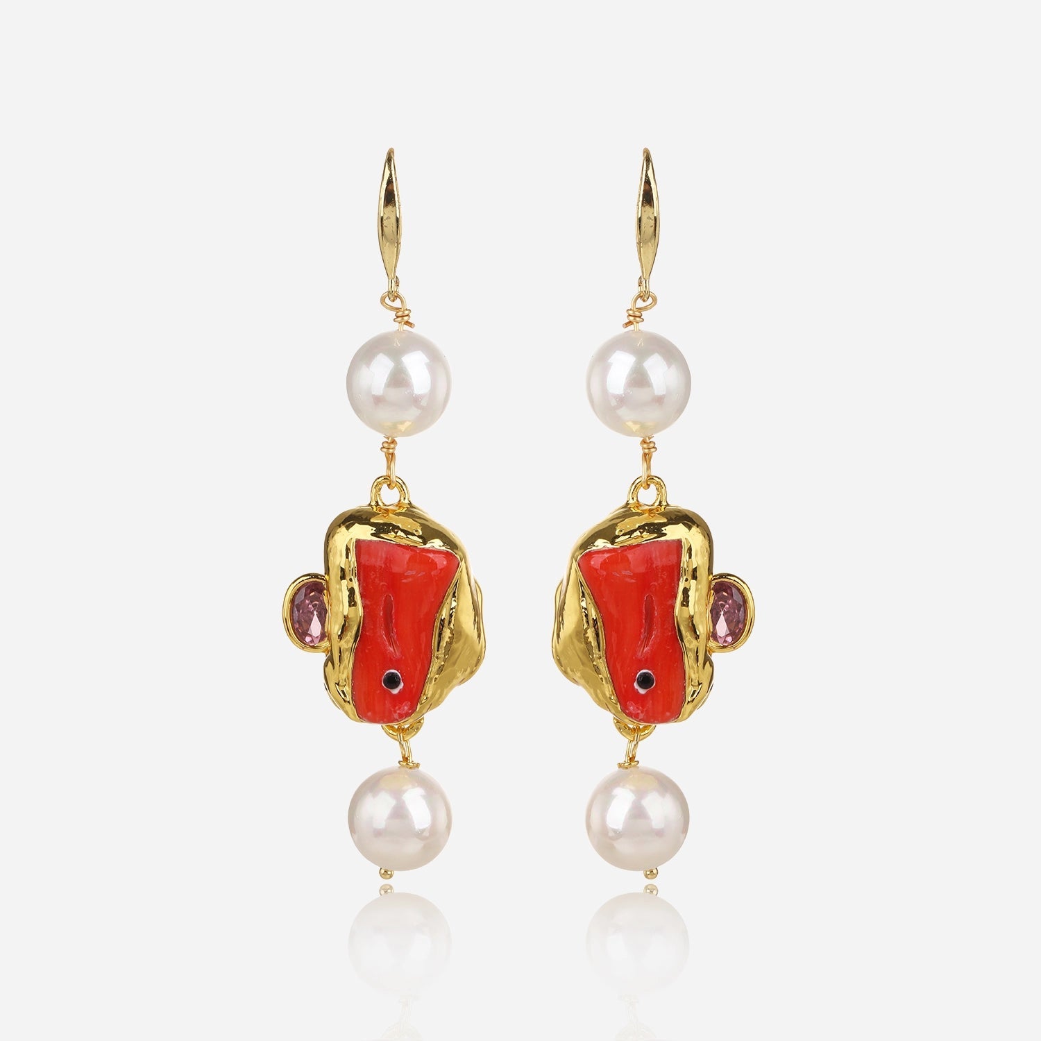 Red Muse Pearl Earrings - Voisson