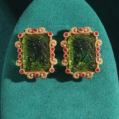 Regency Scarlet Stud Earrings - Voisson