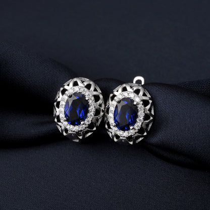 Royal Sapphire Halo Earrings - Voisson