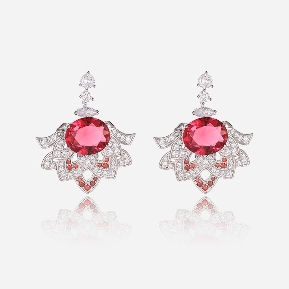 Scarlet Lotus Pearl Earrings - Voisson