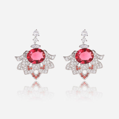 Scarlet Lotus Pearl Earrings - Voisson