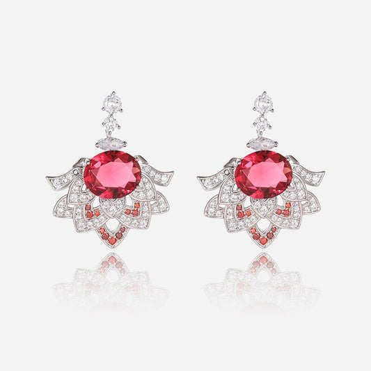 Scarlet Lotus Pearl Earrings - Voisson