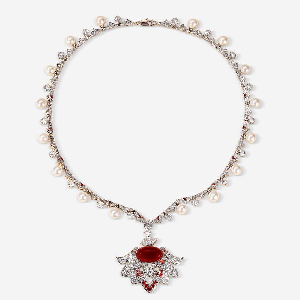 Scarlet Lotus Pearl Necklace - Voisson