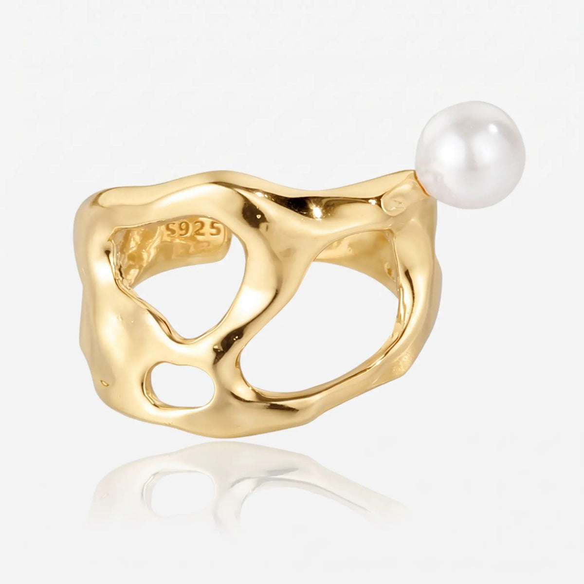 Sculpted Pearl 925 Silver Ring - Voisson