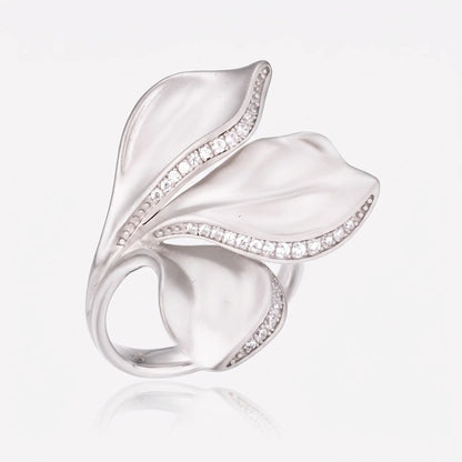 Sculpted Petal 925 Silver Ring - Voisson