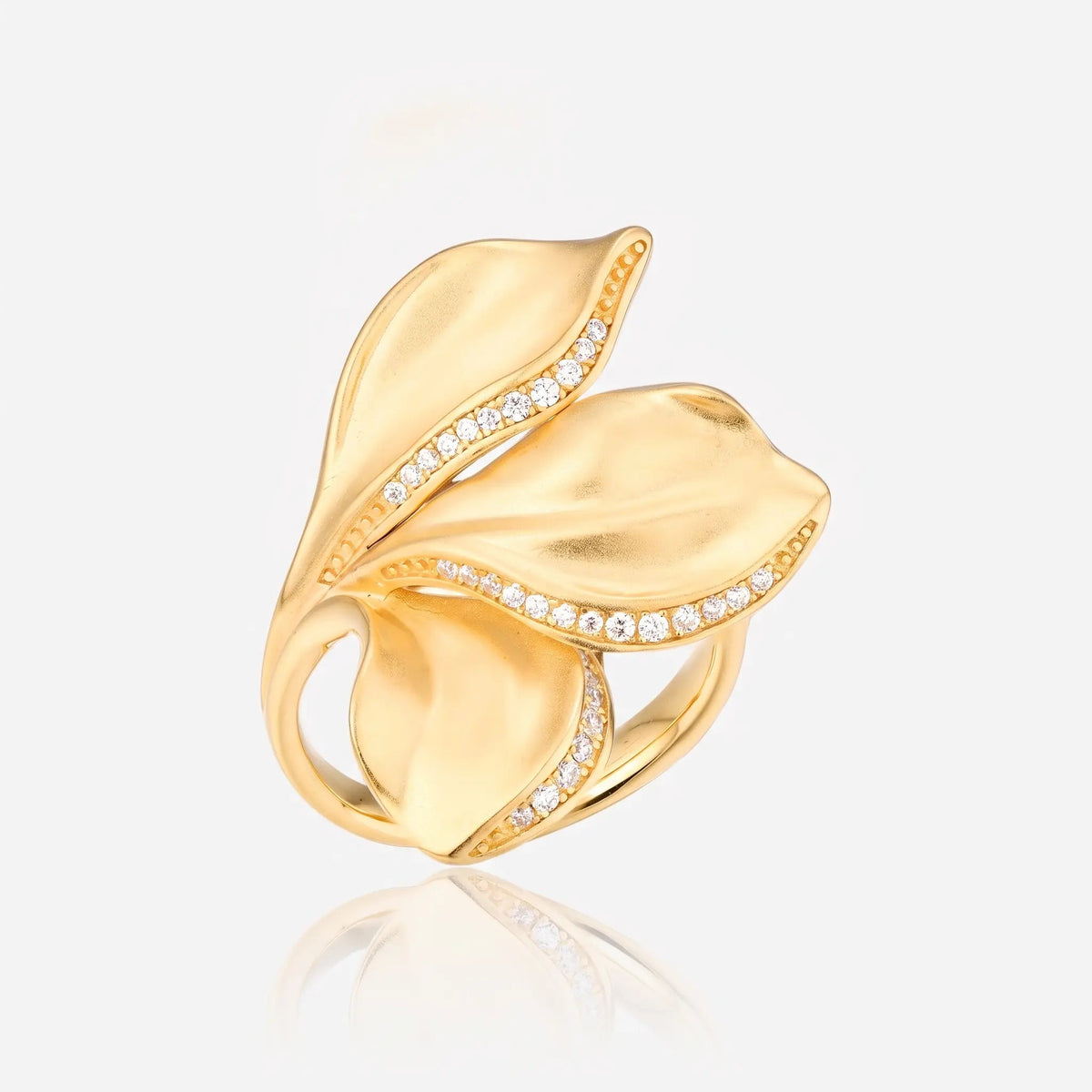 Sculpted Petal 925 Silver Ring - Voisson