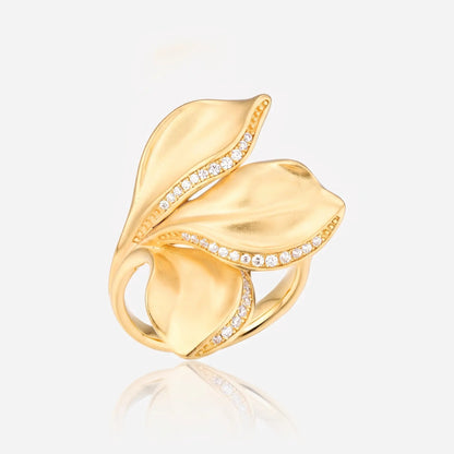 Sculpted Petal 925 Silver Ring - Voisson