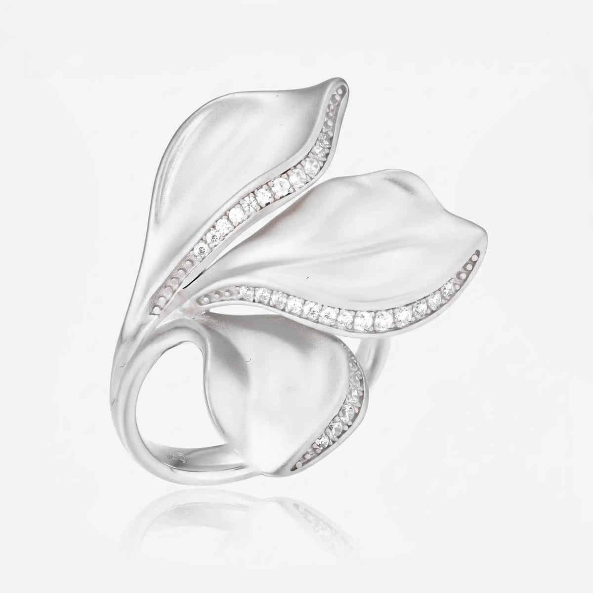 Sculpted Petal 925 Silver Ring - Voisson